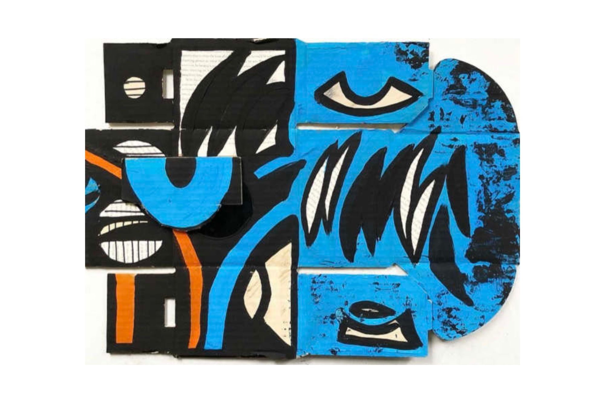 paint on cardboard called blue by sandra fedowitz